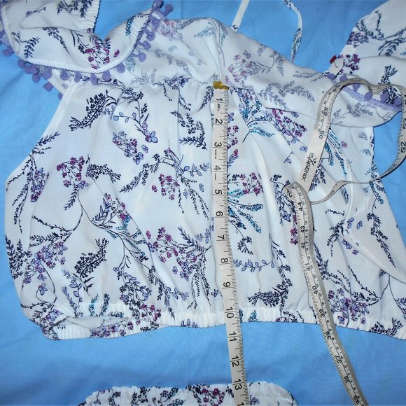 Adore Me Summer PJ Set Crop Top & Shorts (Large)   Purple/White - NWOT - Picture 7 of 7